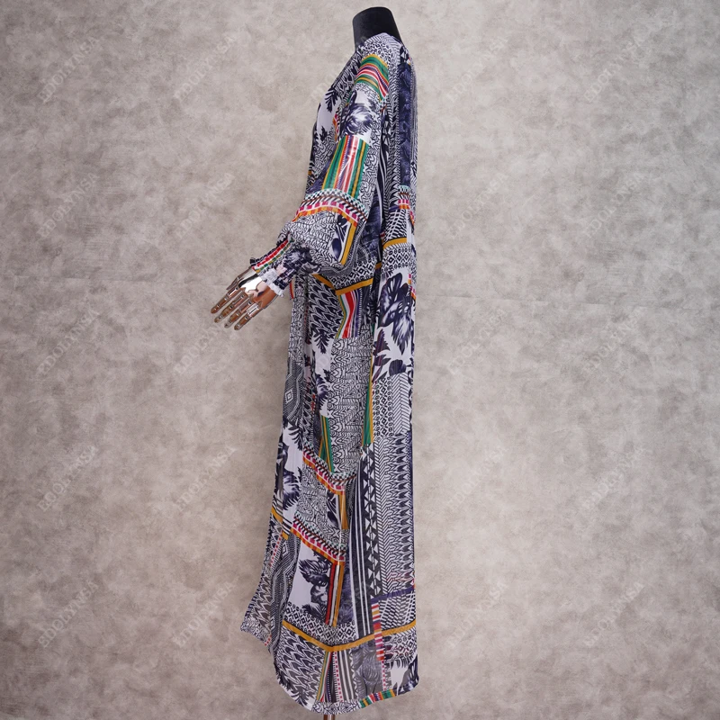 2021 в богемном стиле с принтом длинным рукавом размера плюс летняя пляжная одежда