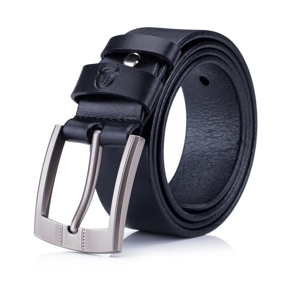 BULLCAPTAIN Men Belt Jeans Genuine Leather Belt High Quality Pin Buckle Waist Belt Vintage Cowskin Buckle Male Business Belt
