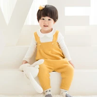 new baby solid knit jumpsuit spring autumn newborn sleeveless romper infant boys overalls kids strap pants toddler girl jumpsuit
