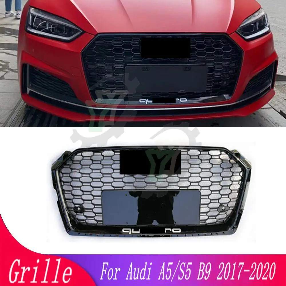 

Черная Спортивная Шестигранная решетка для Audi A5/S5 B9 2017 2018 2019 2020, автозапчасти, гоночный гриль (для RS5 стиль)