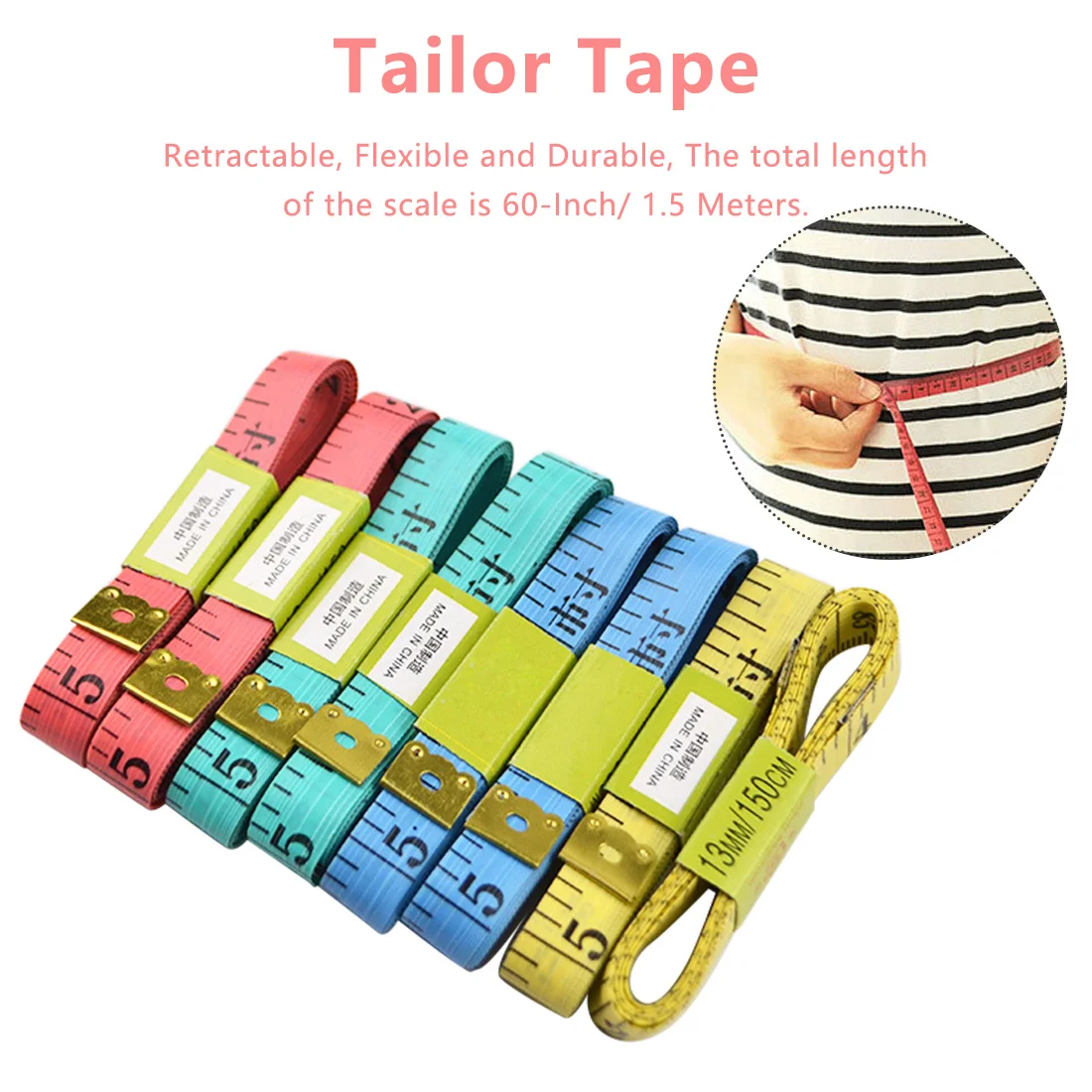 

Hot 150cm/60" Body Measuring Ruler Sewing Tailor Tape Measure Soft Flat Sewing Ruler Meter Sewing Measuring Tape Random Color