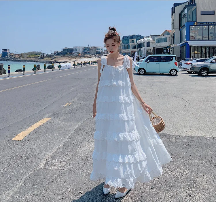 Белое платье макси женское праздничное пляжное для отпуска 2021 г. шикарный