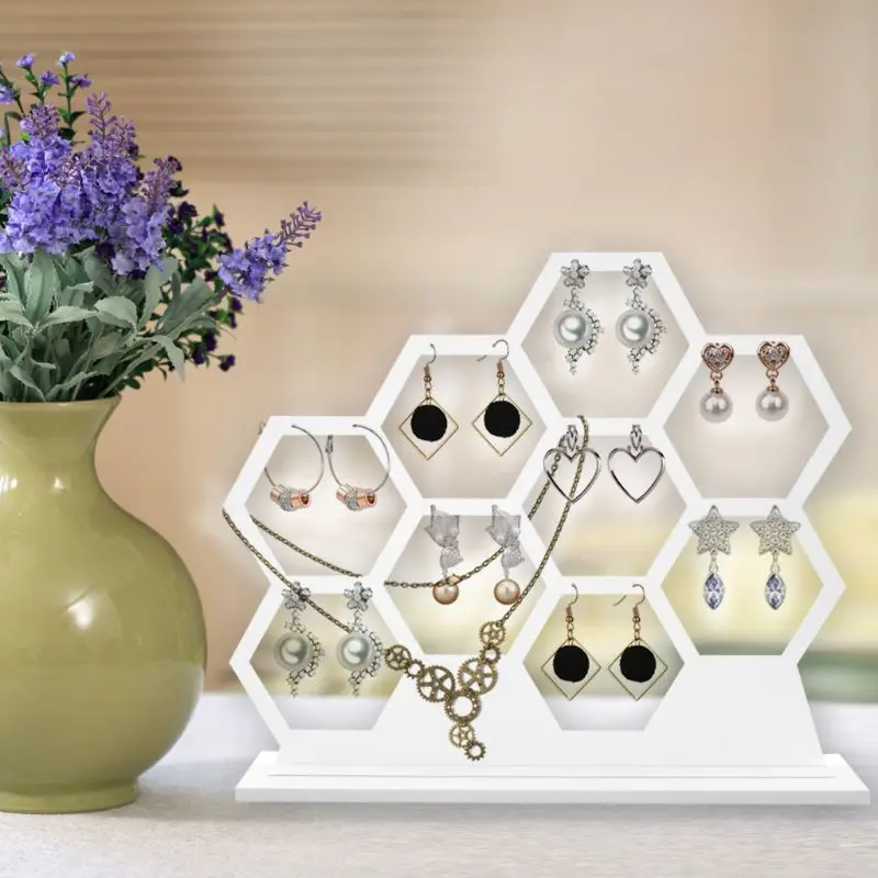 

European Style Wooden Earrings Ear Studs Necklace Jewelry Display Stand Organize 57BB