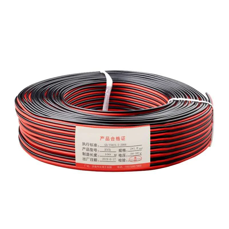 

50/100m 2Pin LED cableS 22/20/18AWG,copper Red black cable 18-22AWG extension wire For LED Strip,PVC insulated Electronics wire