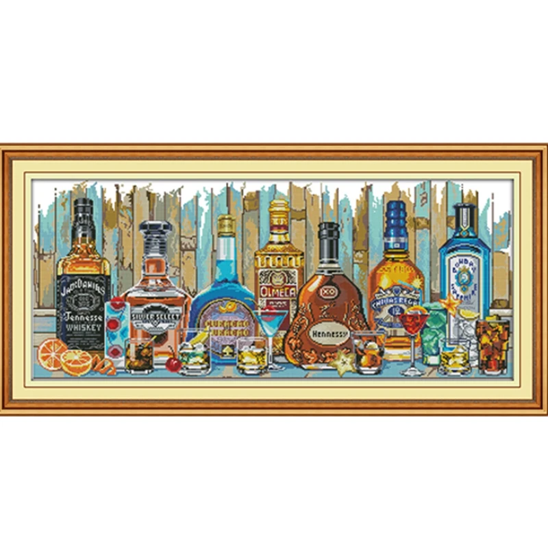 

Wine cross stitch kit cotton silk 11ct print canvas cross-stitching embroidery DIY handmade needlework