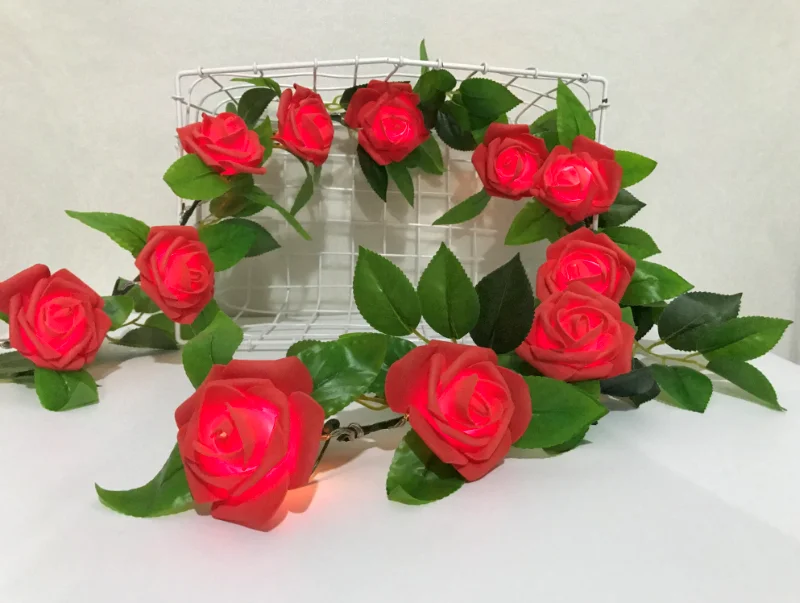 Guirlanda de Natal Alimentado por Bateria para Festa de Casamento Luz da Flor Luz da Corda de Fadas Rosa Jardim Decoração Casamento 5 Pçs 1.8m 15leds