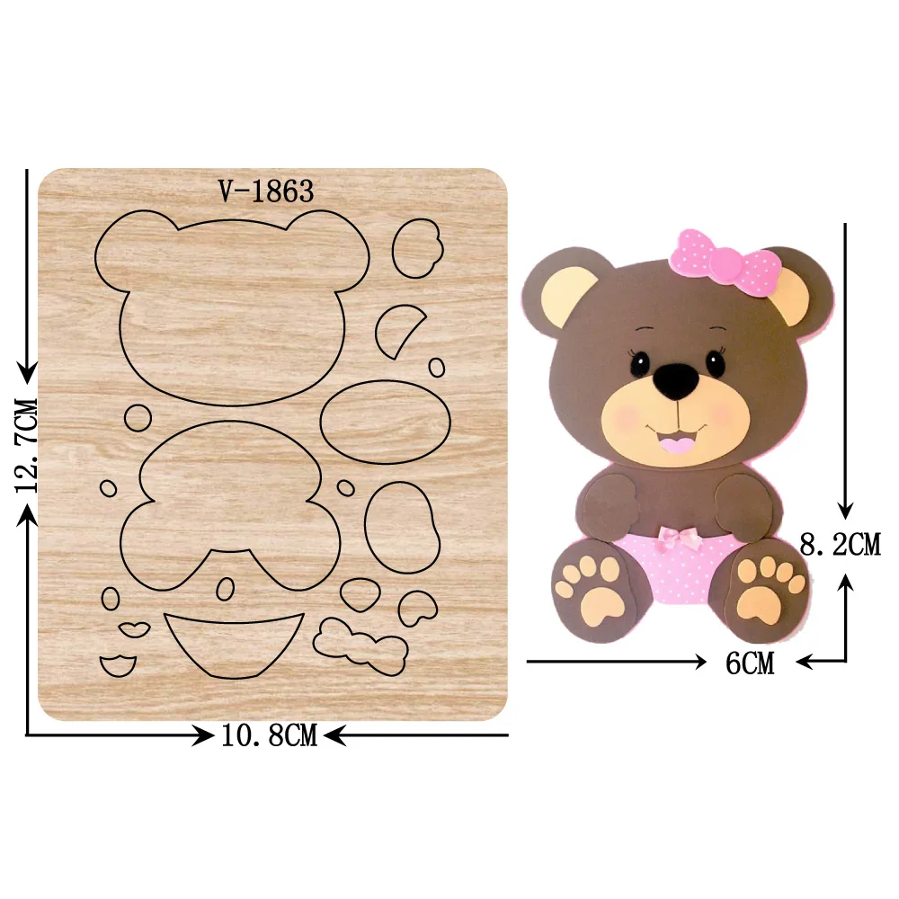 Новые деревянные штампы в виде медведя для скрапбукинга разных размеров | Дом и
