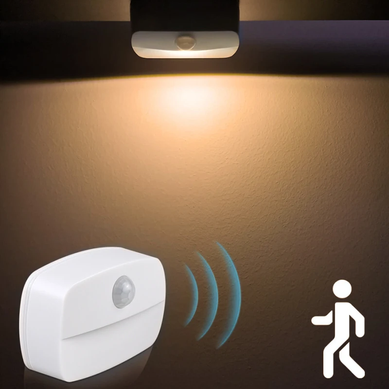 1PC Wireless PIR Night Lamp With Motion Auto Sensor LED Night Lights Batteries Small Nightlights Lamp For Room Corridor Closet