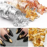3 jars nail art foil 3 different colors gold rose gold and silver metallic nail foil for nail art design leaf flakes
