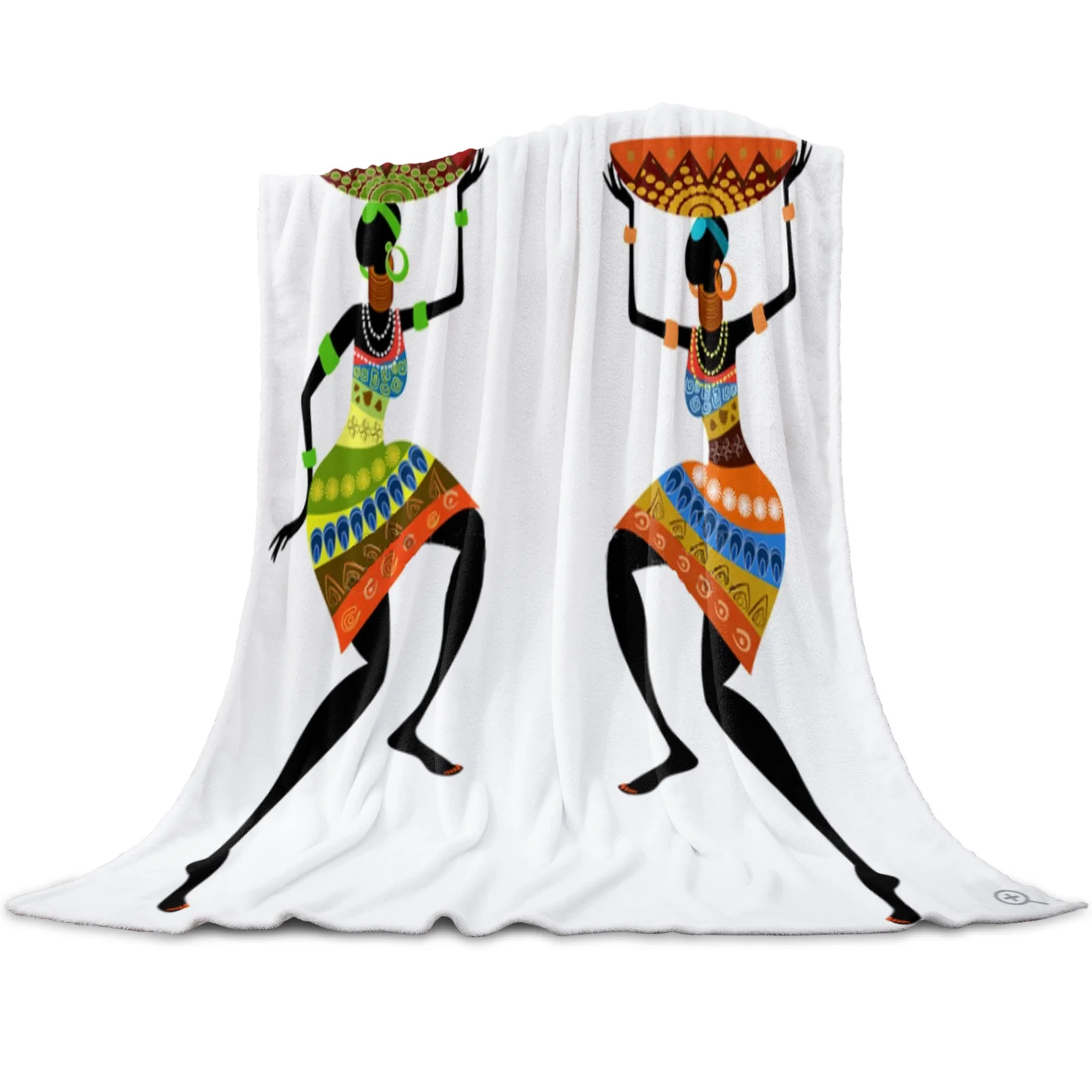 

African Women Throw Blanket for Sofa Christmas Decor Bedspread Portable Microfiber Flannel Picnic Blanket