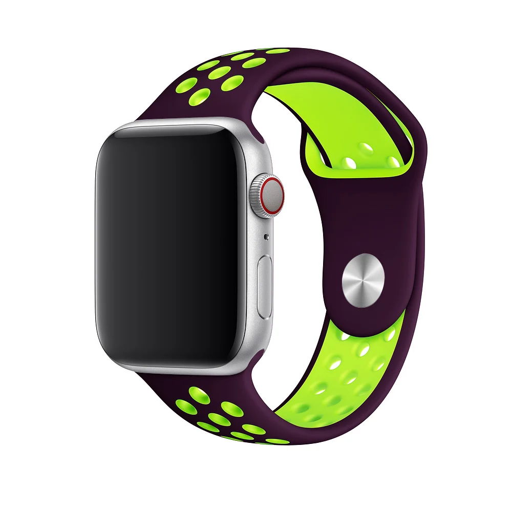 purple green 5 Дышащий силиконовый спортивный ремешок для Apple Watch 5 4 3 2 1 42 мм 38 мм резиновый ремешок для Nike+ Iwatch 5 4 3 40 мм 44 мм - Цвет ремешка: purple green 5