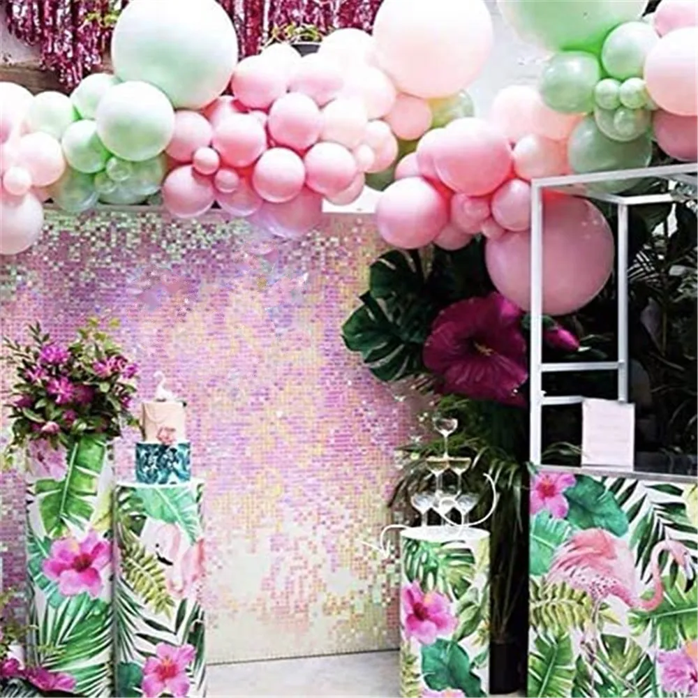 

103pcs Hawaii Pastel Green Pink Balloons Garland Arch Kit with Balloon Strip for Hawaii Balloon Tropical Birthday Party Decor
