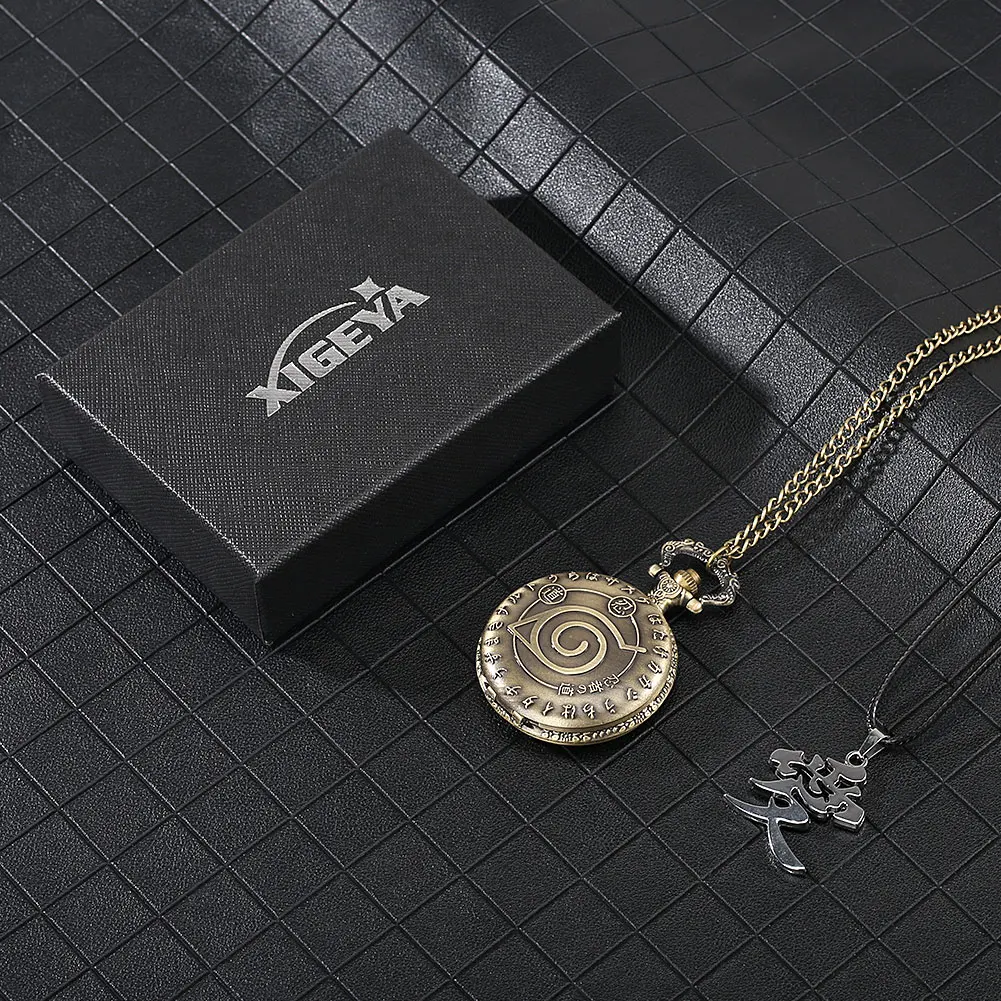 Classic Pocket Watch Cartoon Character Cover Carving Quartz Movement with Chain Two Pieces Set