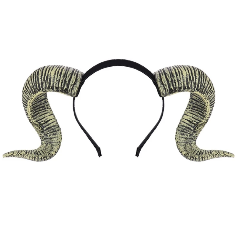 Женский обруч для волос готический с искусственной антилопой и рогом овцы