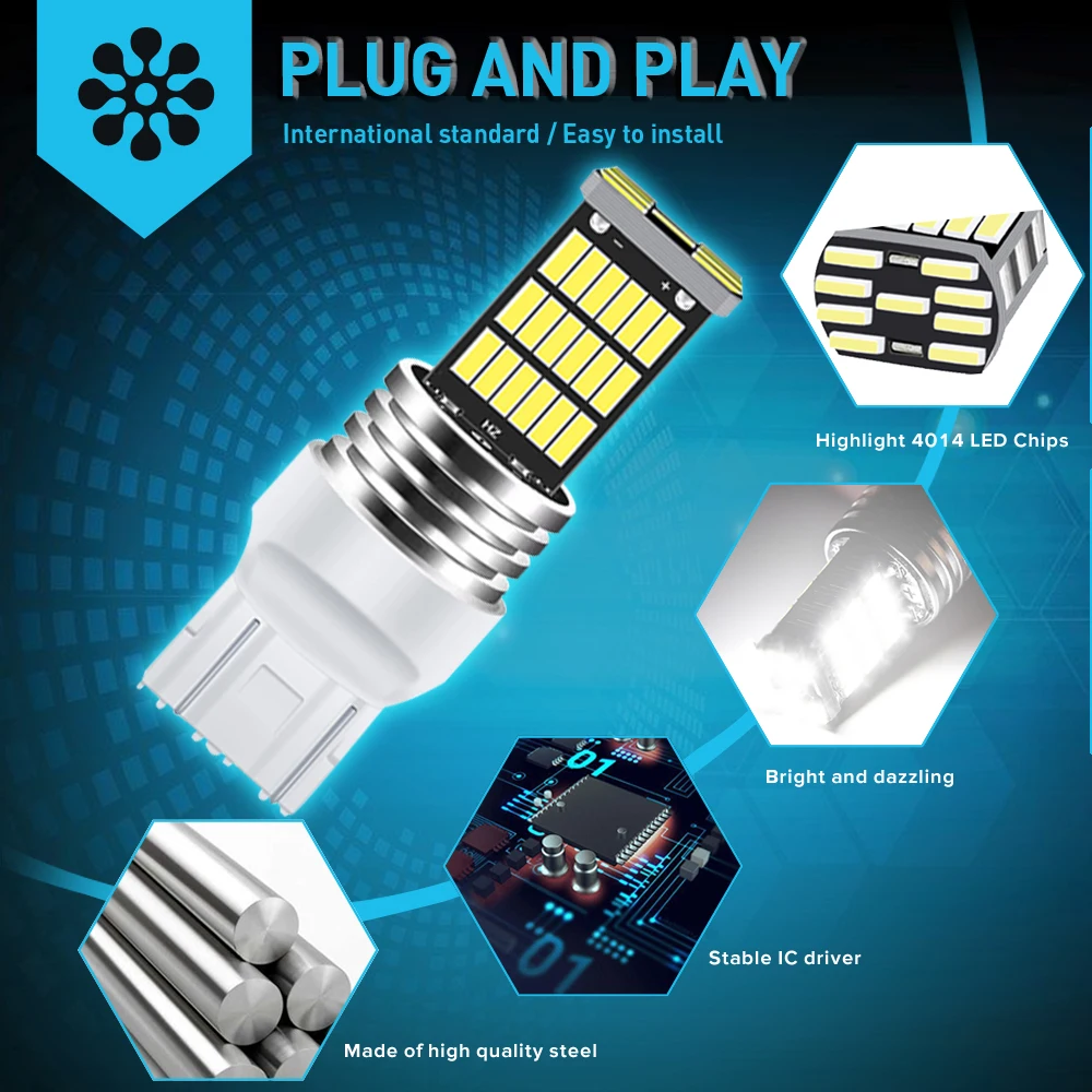 Дневные ходовые огни 4X T20 7443 W21/5W DRL светодиодный ные автомобильные лампы для Lada Vesta