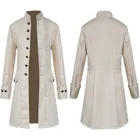 Белое жаккардовое длинное пальто, Мужской винтажный пиджак-Фрак в стиле стимпанк, готическое викторианское платье, пальто, карнавальный костюм, униформа на Хэллоуин, 4XL