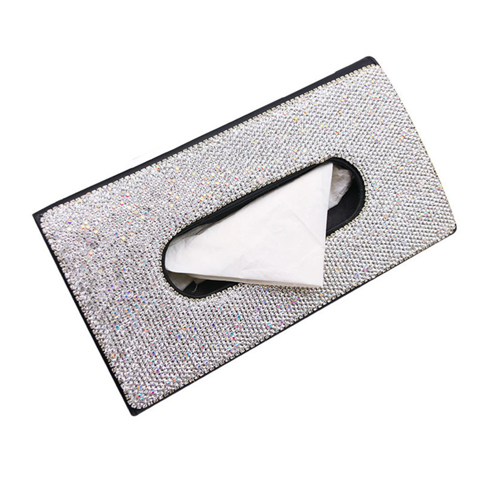 

Car Sun Visor Tissue Paper Holder PU Leather Crystals Paper Towel Cover
