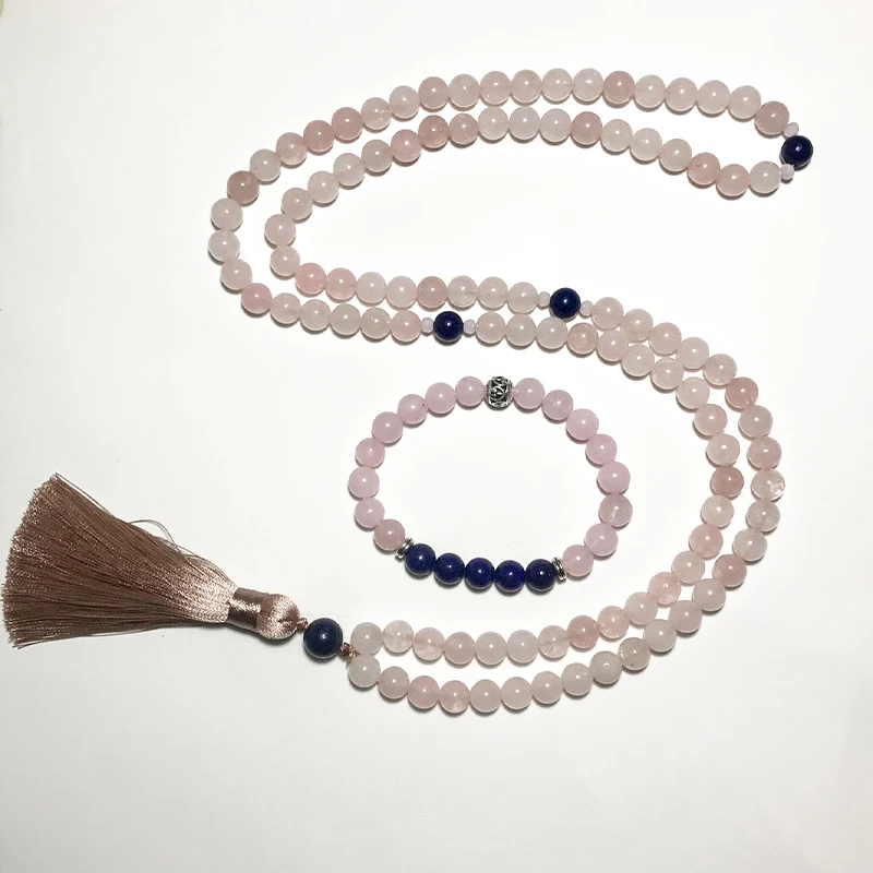 8 мм розовый кварц Lapis Lazuli джапамала набор медитации Йога Имитационные ювелирные