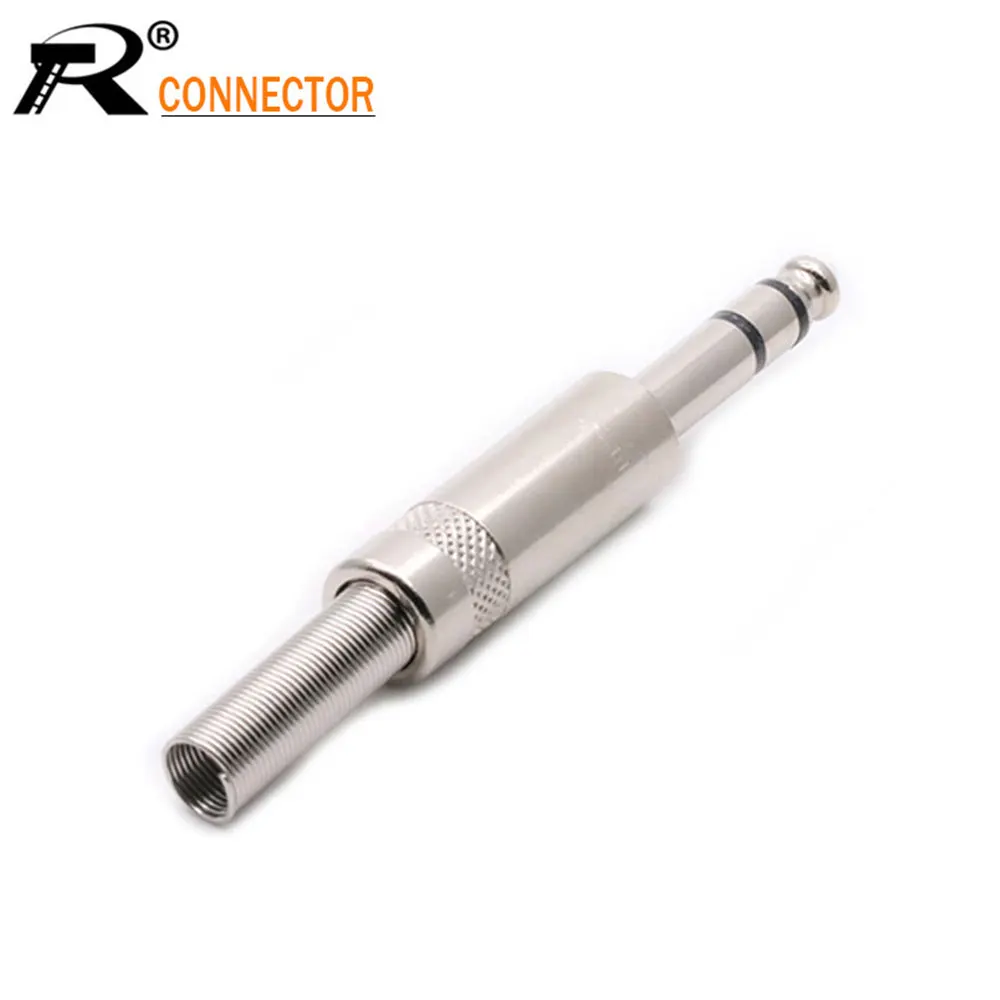 

5 шт. разъем 6,35 провода никелированный аудио разъем динамика с пружинной сборкой 6,35 мм стерео штекер rca