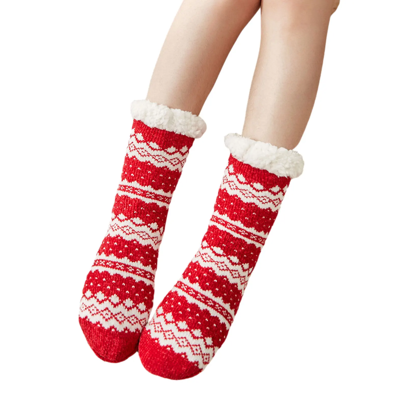 

hirigin New Christmas Theme Female Knitted Socks Adults Floral Print Stocking Short Tube Socks for Spring Fall Winter for Ladies