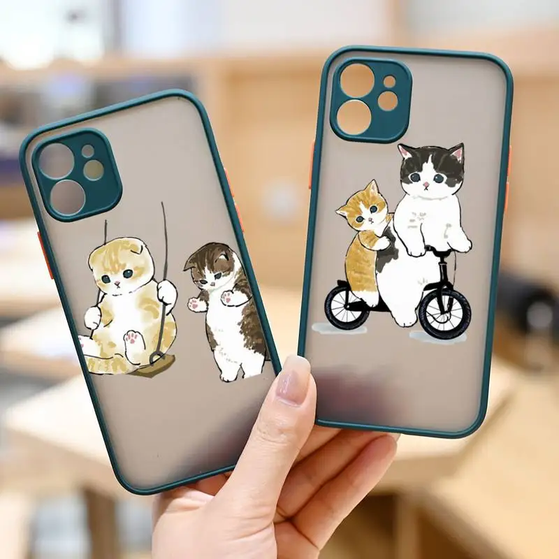 

Cat Animal Clear funny cute Phone Case matte transparent For iphone 7 8 11 12 plus mini x xs xr pro max cover