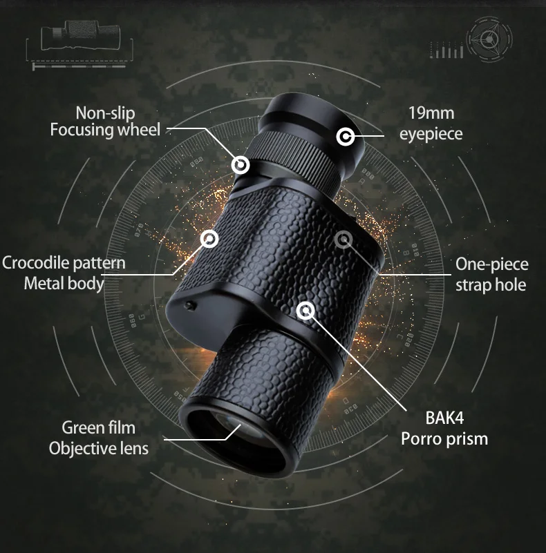 SAGA телескоп монокулярный HD 8x30 низкий уровень освещения ночного видения Spyglass Зрительная труба Охота Компактный высокой мощности русский классический