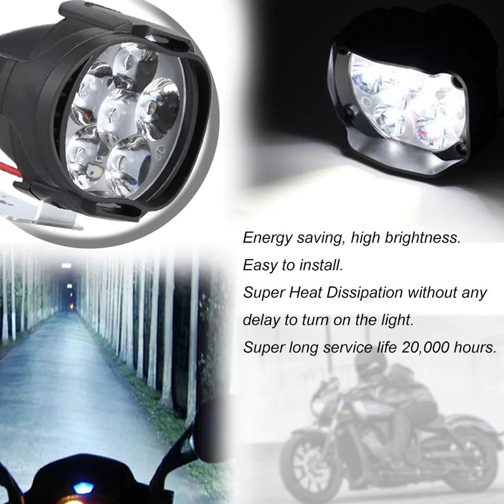 

Motorcycles Headlight 6500k White Super Bright 6 LED Working Spot Light Motorbike Fog Lamp 1200LM LED Scooters Spotlight