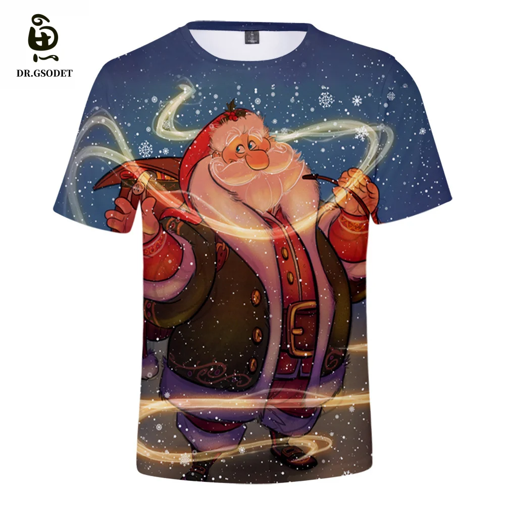 

GSODET Summer T-Shirt Couple Harajuku Cartoon Christmas Short-Sleeved Loose Casual O-Neck Men's and Women's Oversized Top