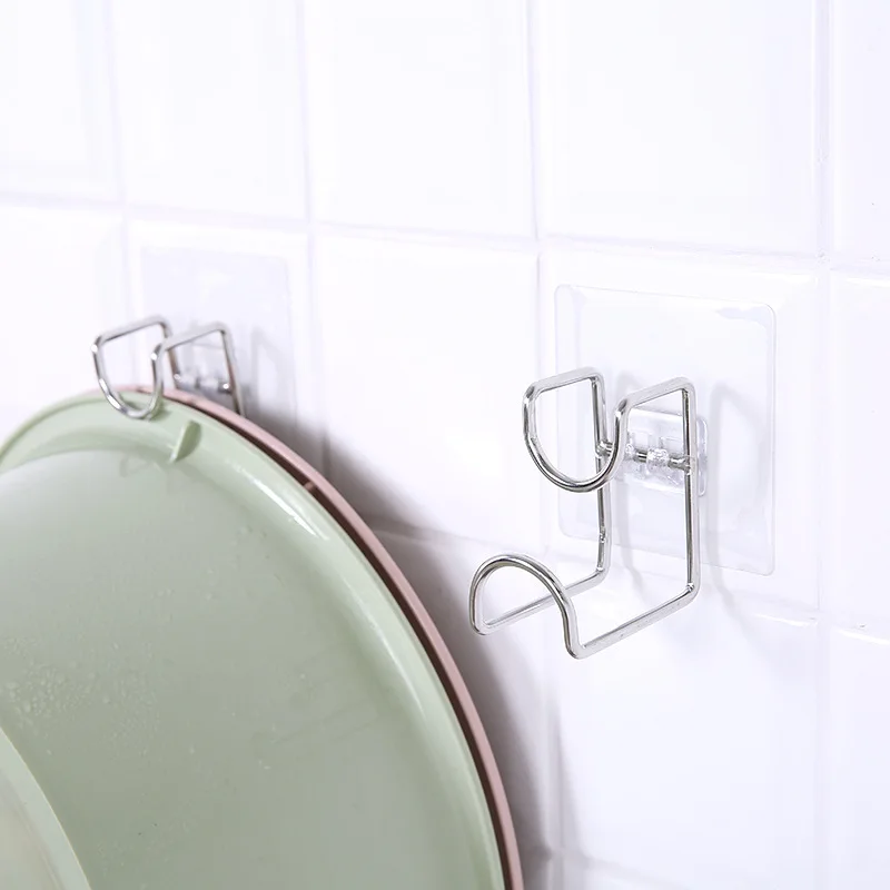 

Stainless Steel Non-Perforated Washbasin Hanger, Bathroom And Toilet Washbasin Wall Suction Storage Rack Shelf