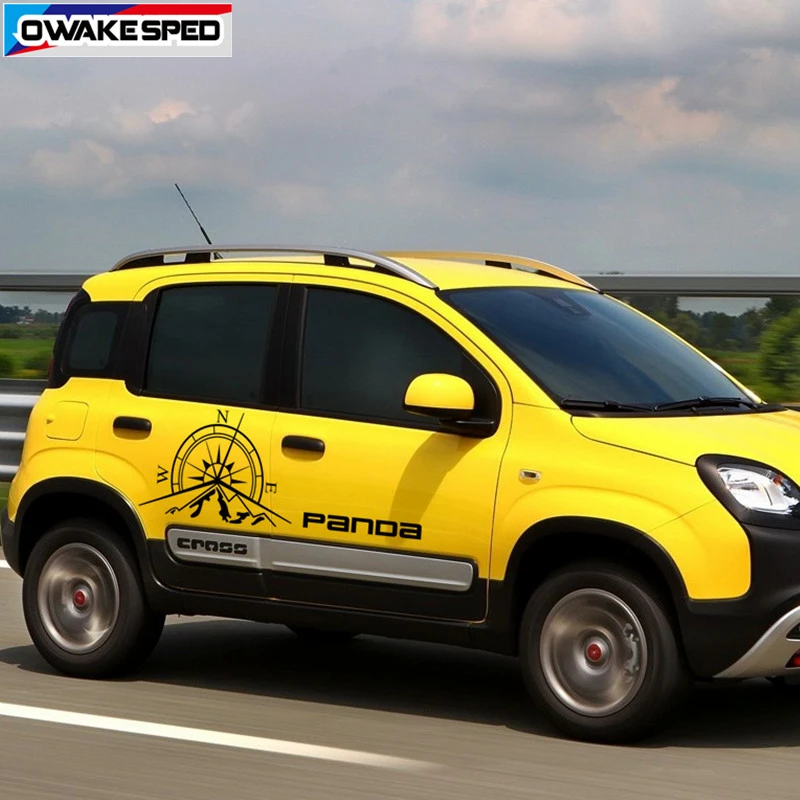 

Виниловая наклейка для Fiat Panda 4X4 Cross Off Road, Стайлинг, компас, горная графика, стикер для кузова, Боковая Отделка двери автомобиля