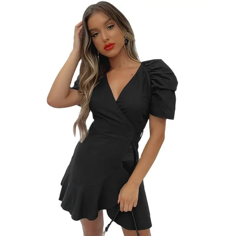 Летняя Новинка 2020 модная юбка с оборками и поясом на шнуровке рукавами