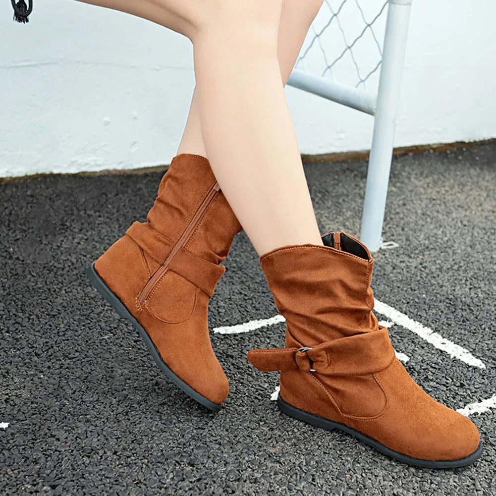 Женские винтажные осенние ботильоны на плоской подошве с застежкой молнией и