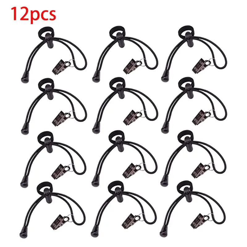 

L9NA 12 Pcs/Pack Background Cloth Clamps Photography Work Room Backdrop Clips Holder 200mm/7.87inch Adjustable Elastic Cord