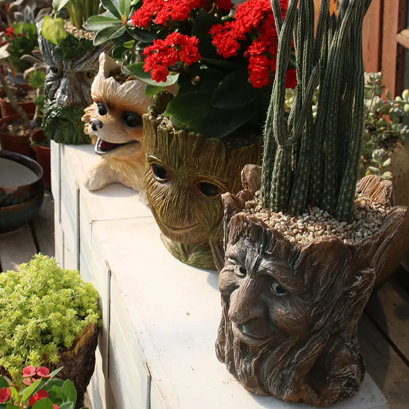 

Flower Pot Creative Flower Pot Tree Person Groot Desktop Decoration Human Head Succulent Green Plant Flower Pot Cartoon Pot