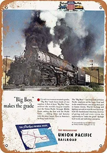 Металлический знак 8x12 дюймов 1944 Union Pacific Big Boy паровоз-винтажный металлический |