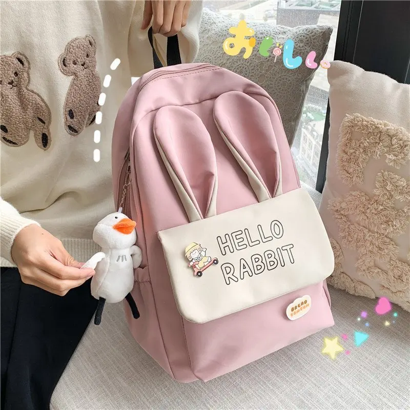 

Nylon Student Bags for Women 2021 Trend Fashion School Backpack Cute Cartoon Waterproof High Capacity Letter Women's Backpack