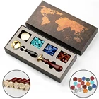 Набор для самостоятельной сборки восковых печатей, набор отсоединяемых штампов, ложек, запечатывающих бусин, ретро, для плавильной печати, конвертов, свадебной упаковки, подарков