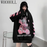 women harajuku hoodies punk gothic hoody sweatshirts women pullover coat loose pullovers pocket tops streetwear