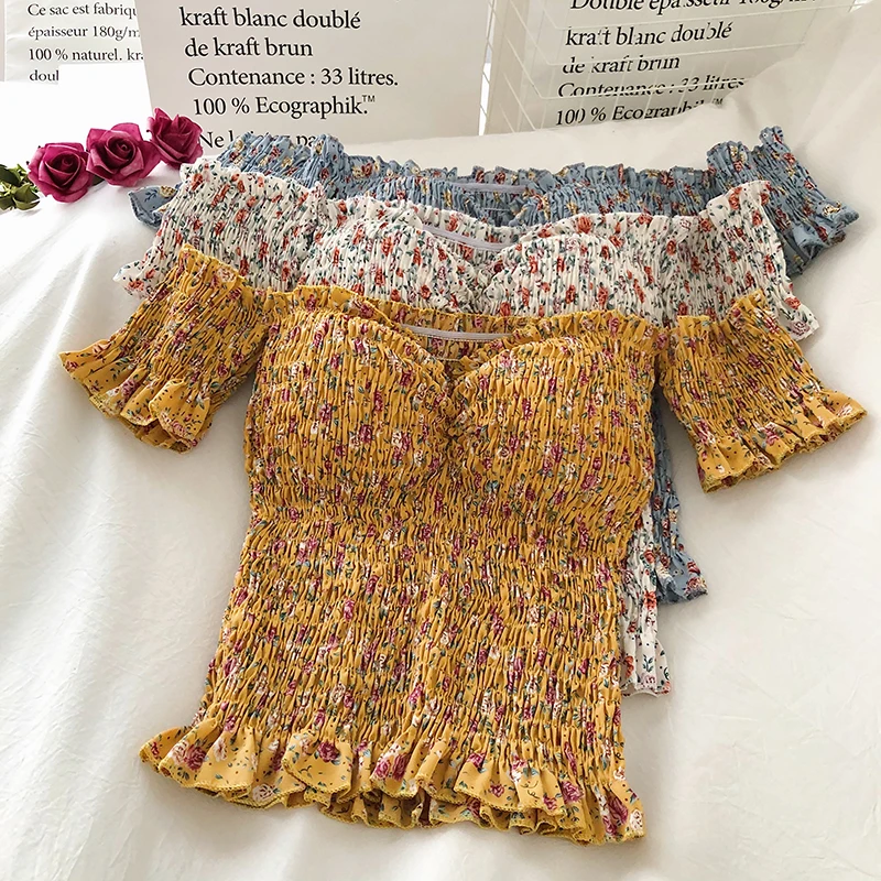 Женские шифоновые рубашки в стиле Харадзюку винтажные пикантные летние топы с