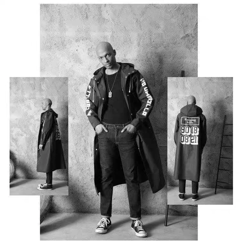 Мужской черный дождевик из ЭВА мужской защитный для улицы пончо рыбалки Женская