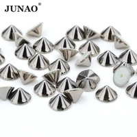 junao 8mm 500pcs acrylic cone plastic spikes and studs silver gold black punk rivets decoration for shoes bag leather craft