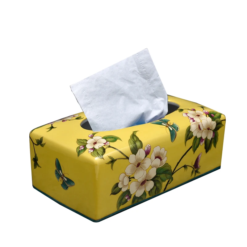 

American Ceramic Handmade Painted Tissue Box Minimalist Coffee Table Dining Table Decoration European Luxury Living Room Drawer