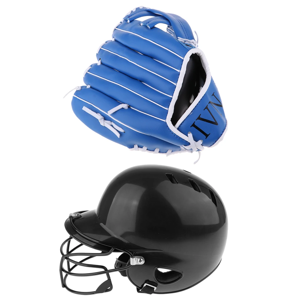 1 комплект черный бейсбольный шлем Софтбол компактная маска и синий мяч
