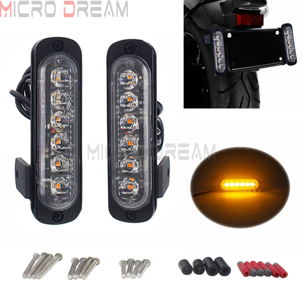 

LED Motorcycle License Plate Auxiliary Light Flash Moto Indicator Lamp Brake Turn Signal Taillight 12V Universal Warning Lights