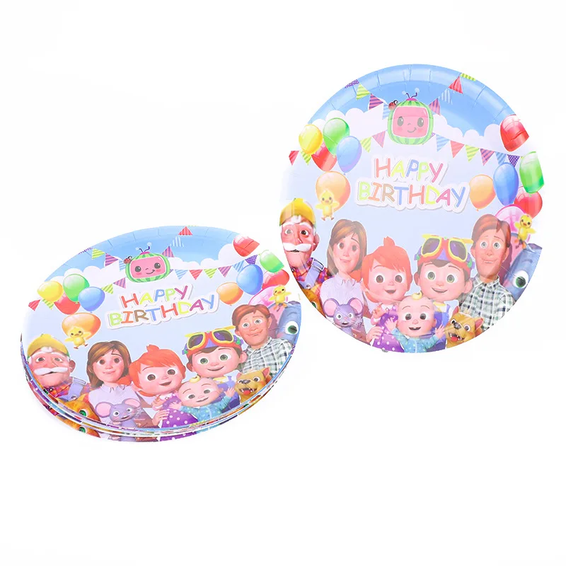 Cocomelon тема Семья вечерние скатерть бумажные стаканчики и тарелки соломки для