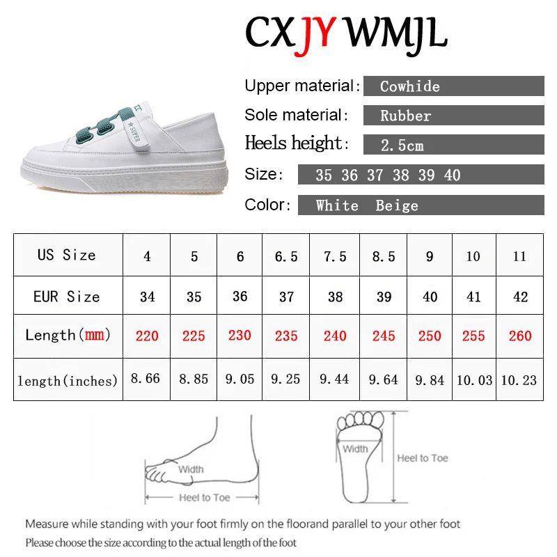 

CXJYWMJL Genuine Leather Women Platform Sneakers Summer Fashion Thick Bottom Vulcanized Shoes Ladies Little White Shoes Flats