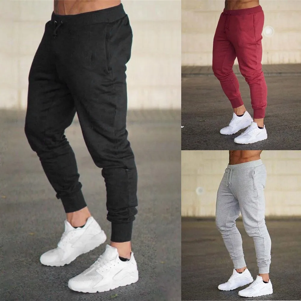 

Men Solid Color Sport Pants Zipper Pocket Tracksuit Joggers Trousers Sweatpant Running Training Soccer Gym Fitness Pants