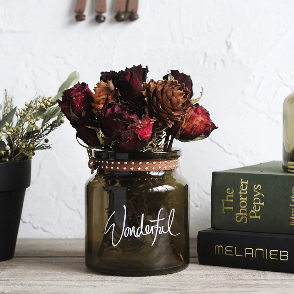 Скандинавская Цветочная стеклянная ваза шикарная баночка для хранения большого