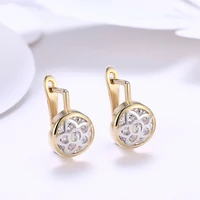 luxury zircon buckle stud earrings for women champagne gold female flower hollow out earrings jewelry ladies earring wholesale