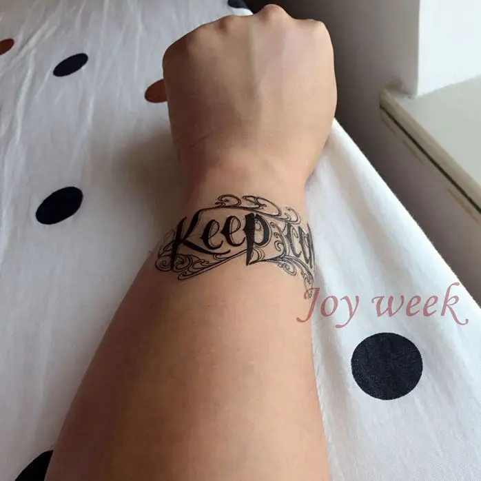 Водостойкая Временная тату наклейка keep calm английские буквы для мужчин флэш
